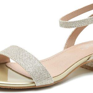 Women's Open Toe Sandals Synthetic Low Block Heels Ankle Strap Party Shoes